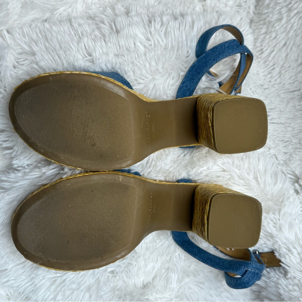 Marc Fisher Denim Espadrille Platform Sandals Ankle Strap Women’s Size 8 - Picture 5 of 6